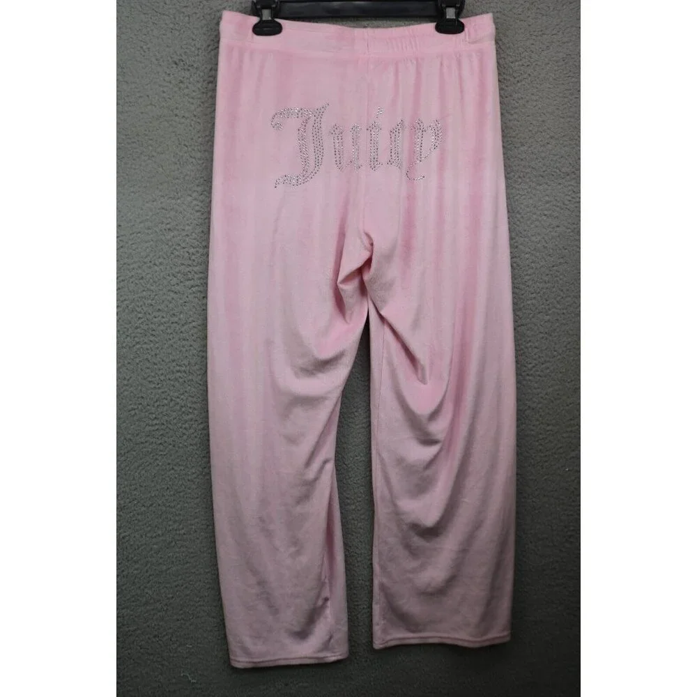 Juicy Couture Pink Velour Pull On Pants-Drawsting-Size Medium
